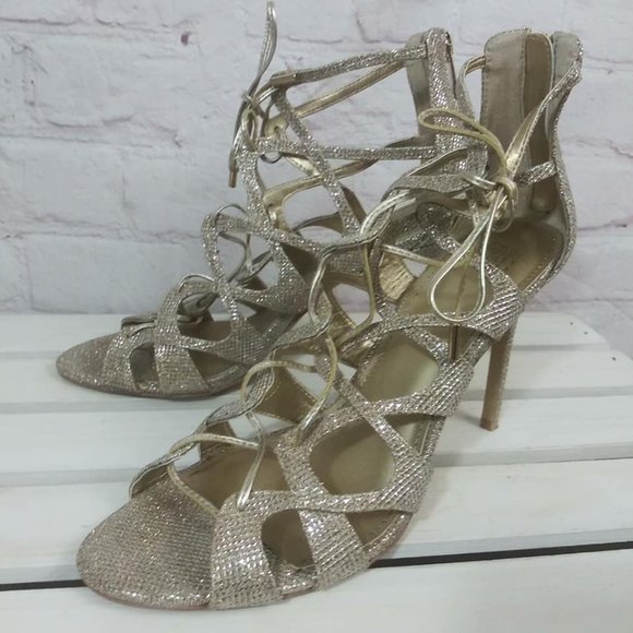 Belle Badgley Mischka Gold Shimmer Stiletto Sz 9.5 - Picture 4 of 10